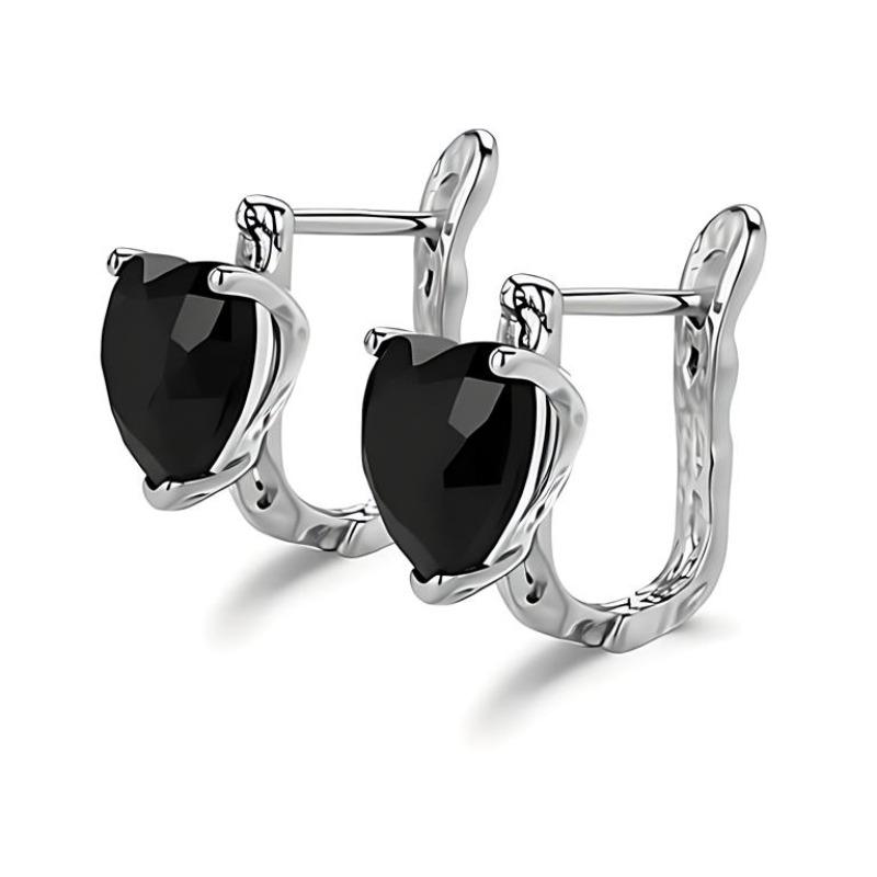 Black Awn Jewelry Black Jewelry Black Stone Hoop Earrings