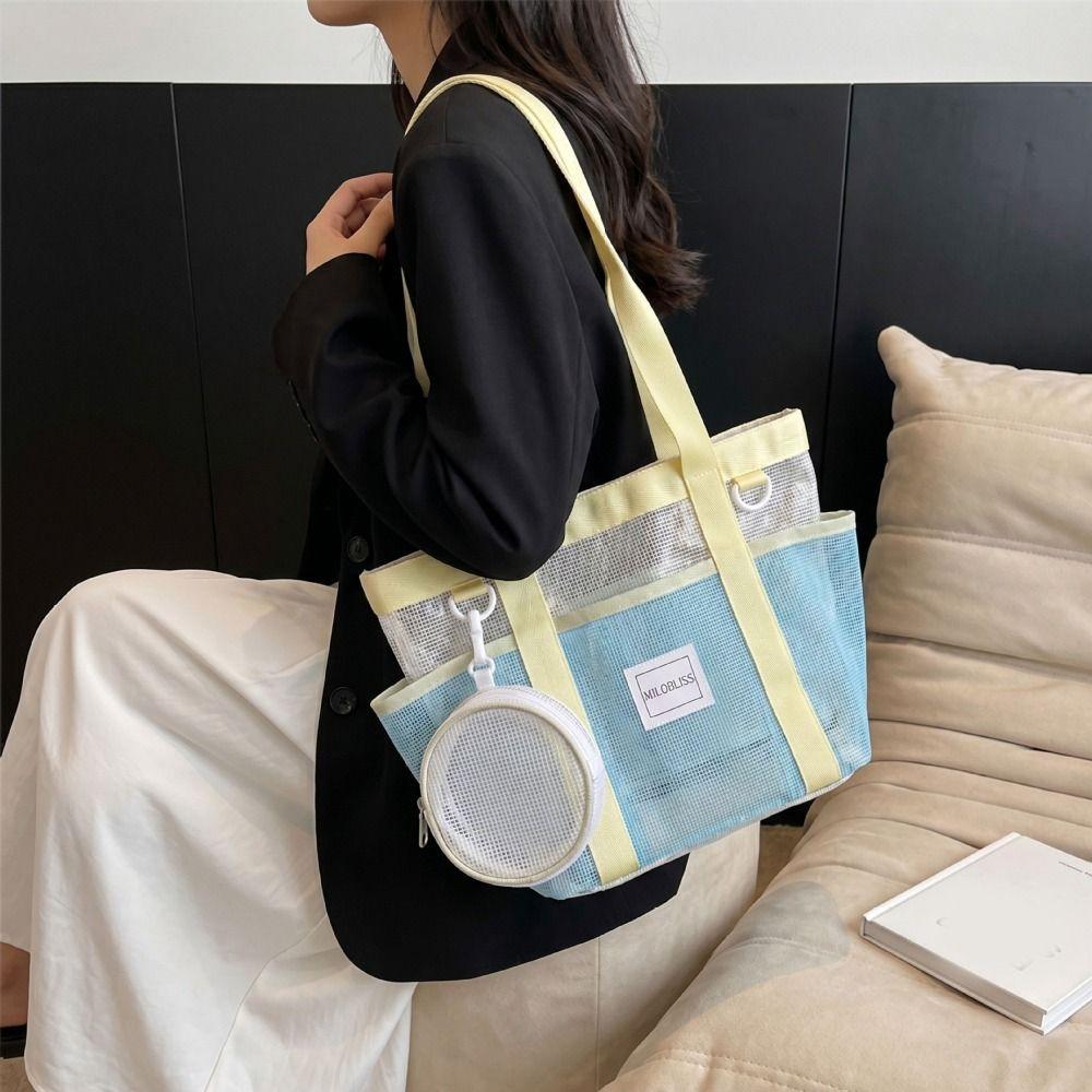 Large Capacity Mesh Swimming Bag Waterproof Shoulder Bag Portable Beach Tote Bag  Beach