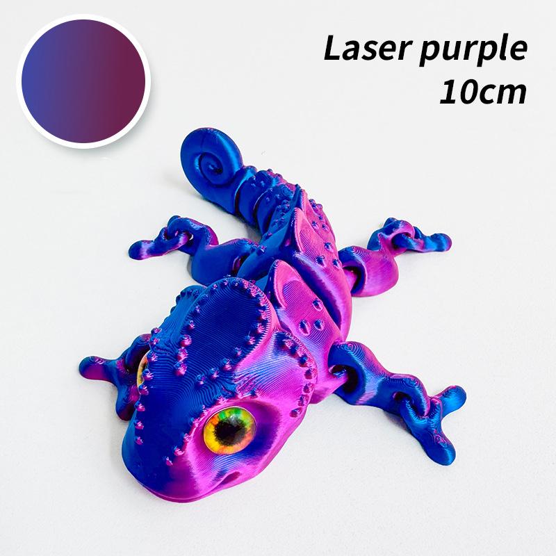 10/14CM 3D Printed Chameleon Figurine Joint Movable Chameleon Model with Simulation Eyes Gradient Color Chameleon Toy Gifts Kids