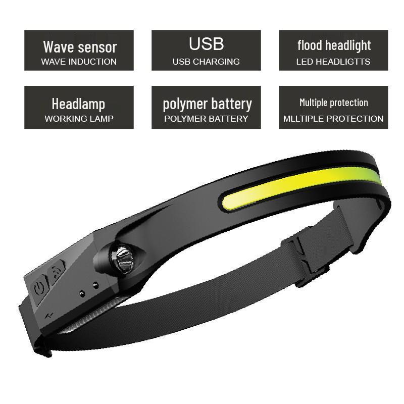 LED Silicone COB Headlamp with USB Charging for Night Running and Cycling
