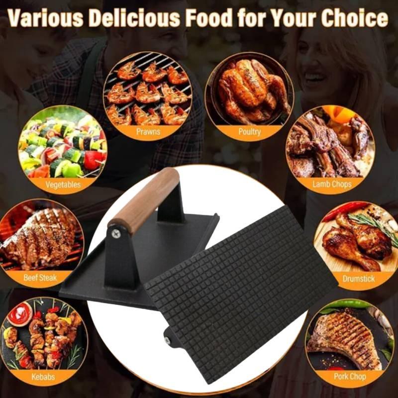 Bacon Cast Iron Meat Press Board Press Grill Bbq Cooking Weight Barbeque Kitchen