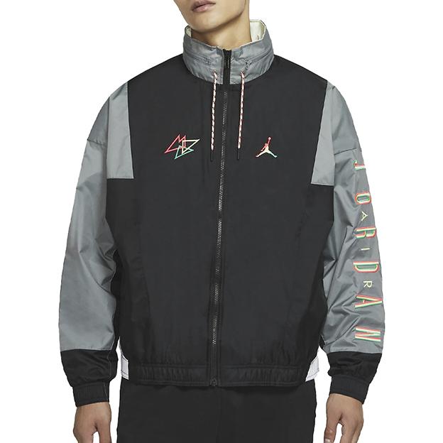 Jordan Sport DNA Logo Print Colorblock Hooded Jacket Men Outerwear Black CK9566-011