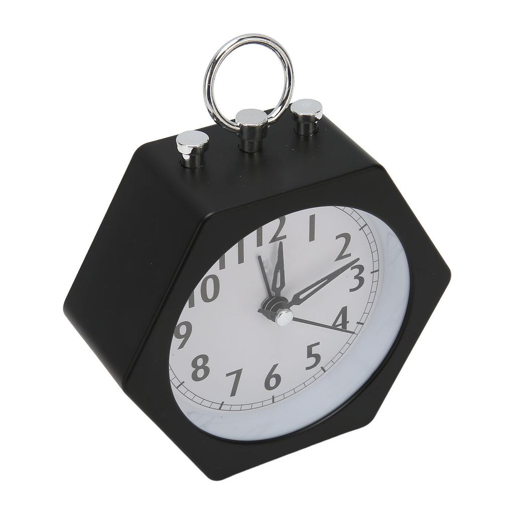 Polygon Alarm Clock Metal Shell Stable Quiet Compact Alarm Clock for Student Black
