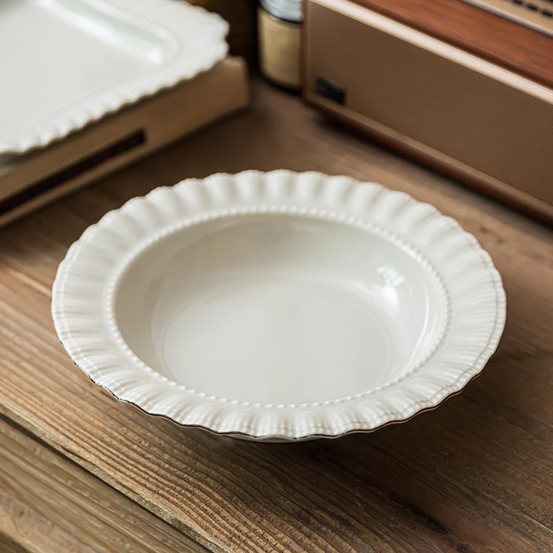 Delicate Lace Plate, Japanese Square Plate, Ceramic Plate, Solid Color Plate, Household Vegetable Plate, Dinner Plate, Salad Plate, Tableware Plate.