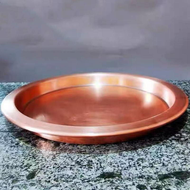 Handcrafted Vintage Red Copper Fruit Tray,Large Size Home Hamburger/Food Cheese Tableware,35cm Snack Cake Plate Table Decoration
