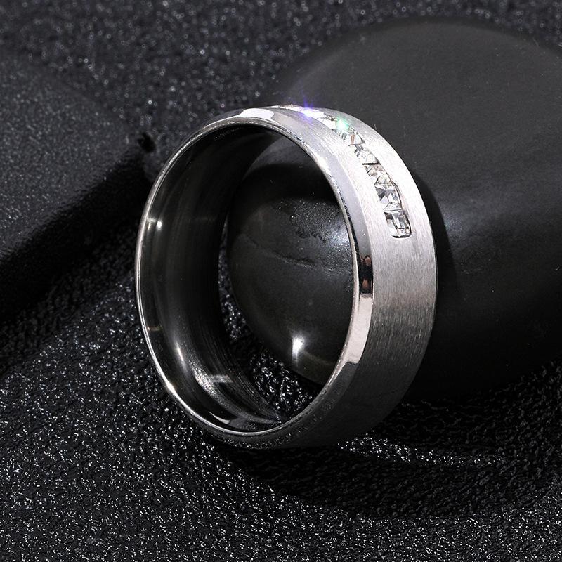 1Pc Fashion Niche Beveled Complex Engraved Synthetic Zircon Ring