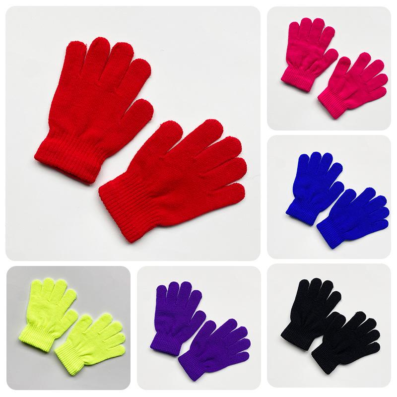 Kids Solid Color Knitted Gloves for 5-10years Students Winter Warmth Outdoor Cycling and Daily Cold Weather Wear Mittens