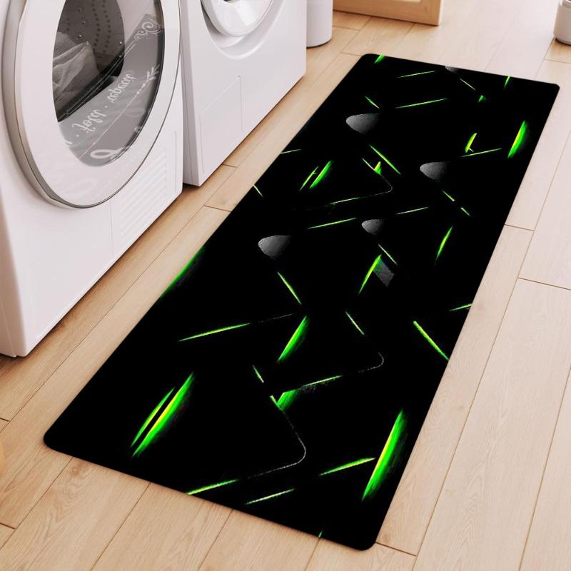 Cyber Sci-Fi Runner Rug Geometry Neon Punk Style Futuristic Home Decor Carpet Soft Non-Slip Floormat for Hallway Kitchen