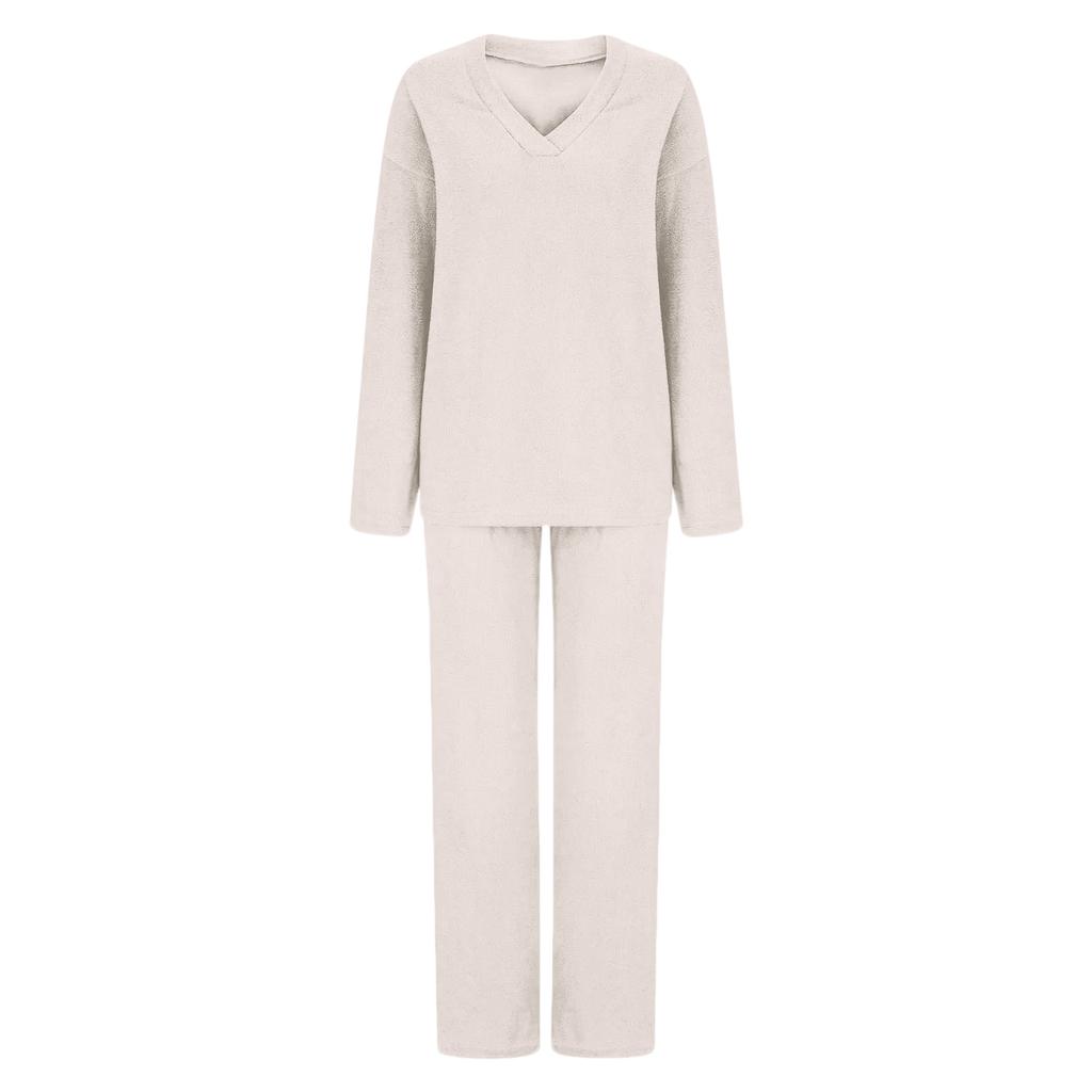 Women's Casual Fashion Comfortable Tops And Pants Home Warm Pajamas Set