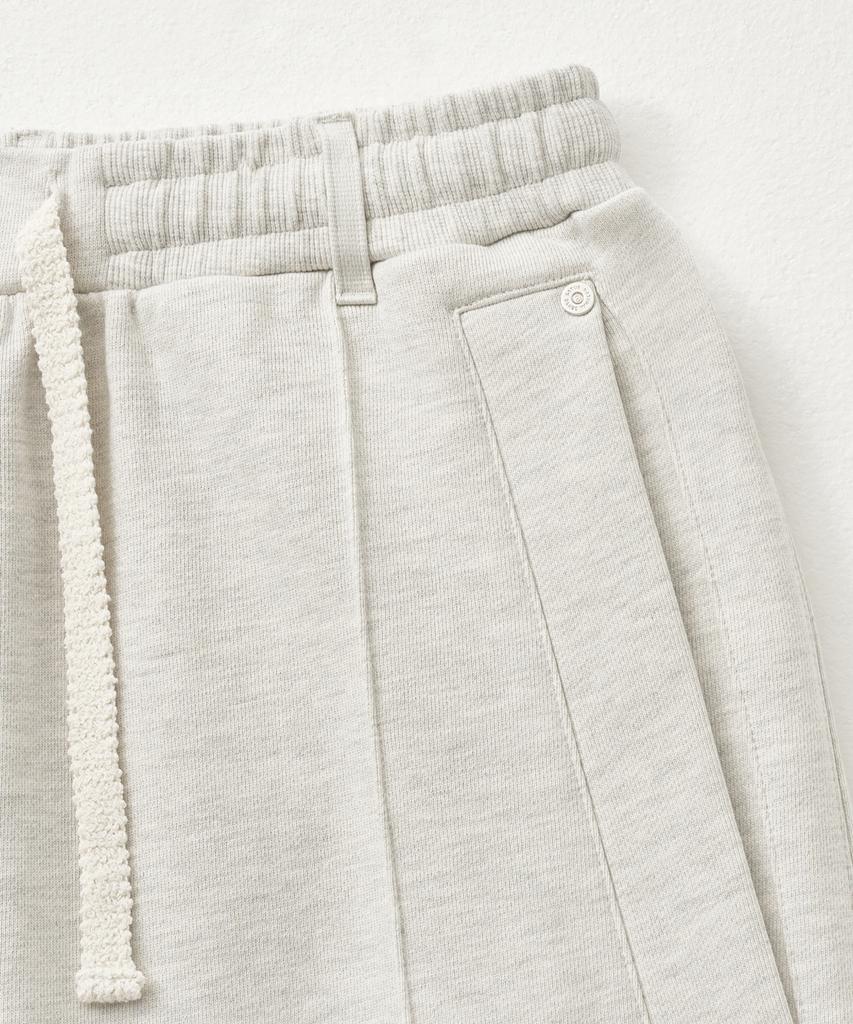 Seteo Cotton Elastic Waist Sweatpants Melange Ivory (Type B)