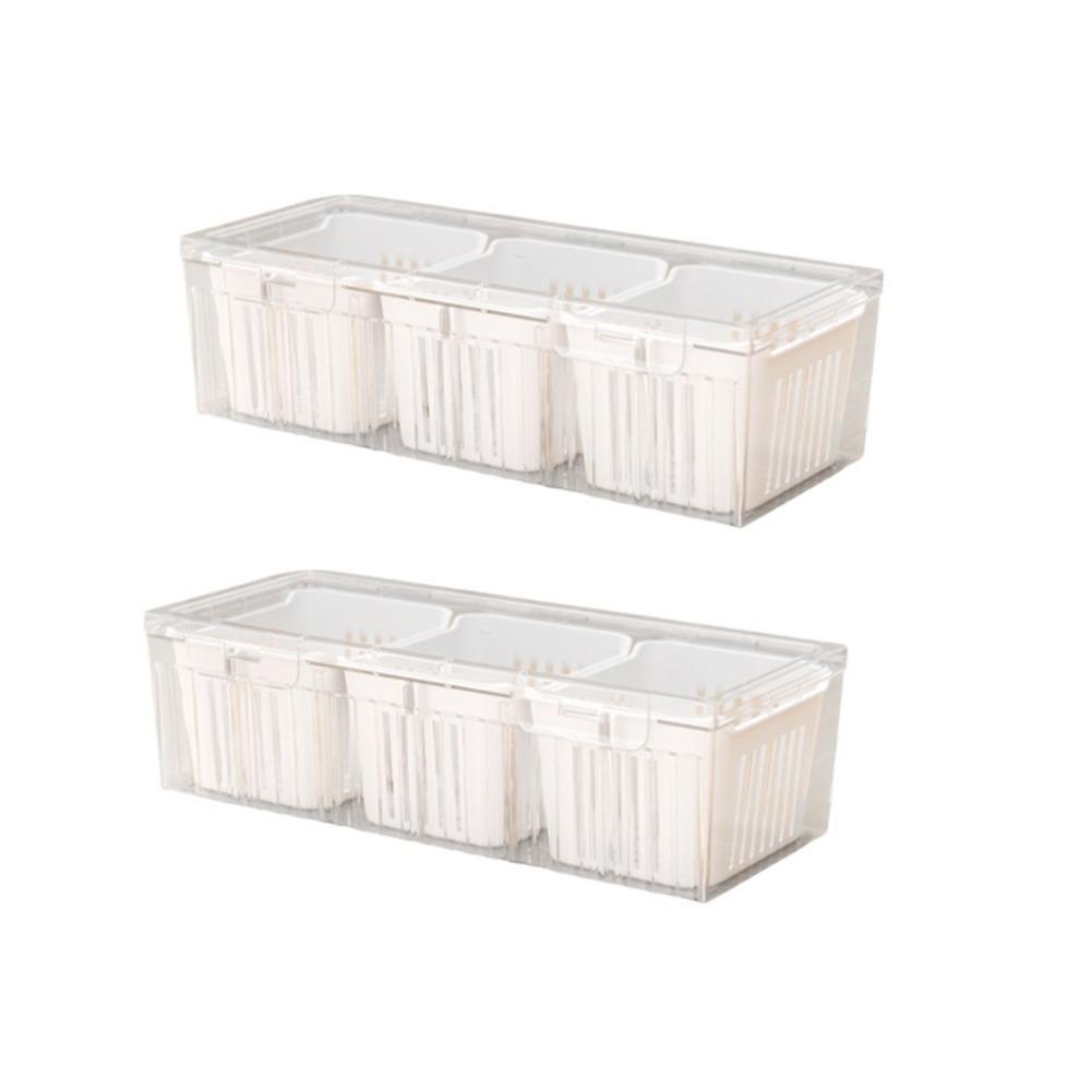 2 Piece Detachable Scallions Preservation Case Drainable Refrigerator Fruit Organizer  Picnic белый