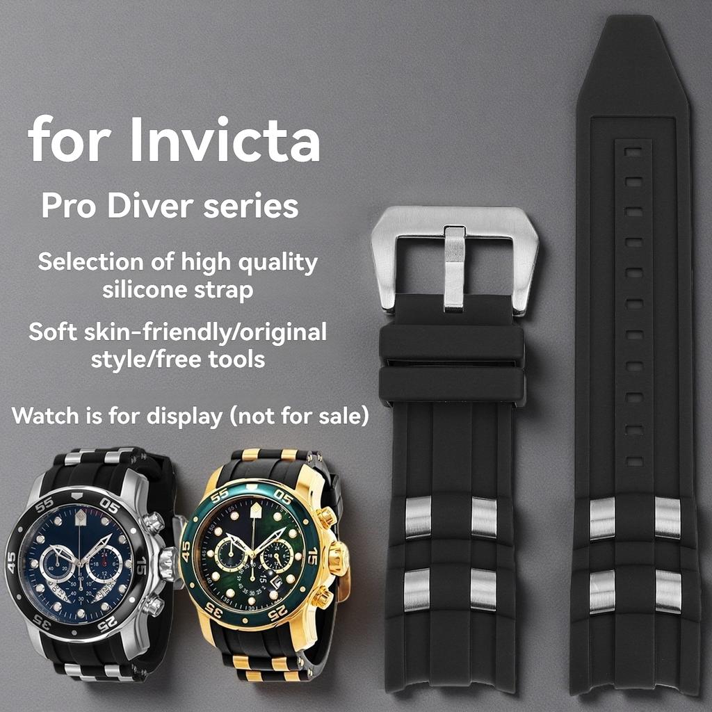 26mm Invicta Russian Diver Watch Band - Silicone Rubber Strap with Metal Pellets, Professional Diver Bracelet for Men/Women