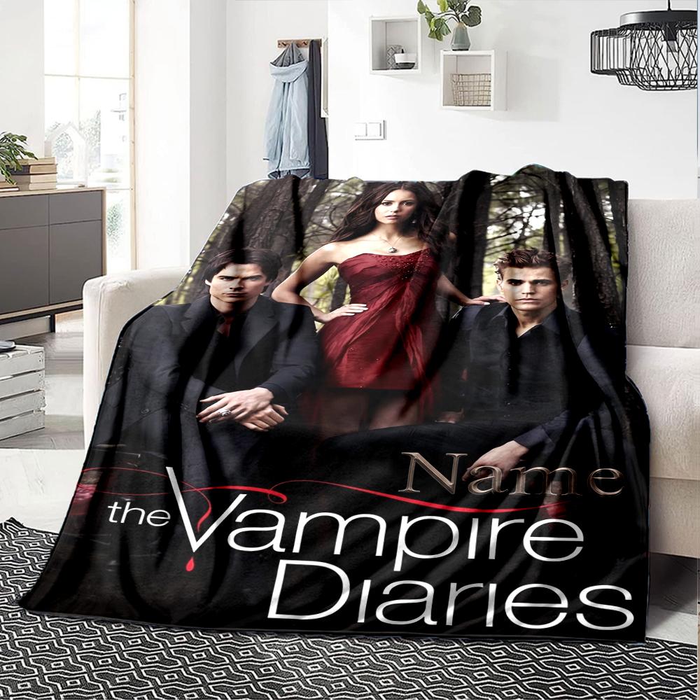Custom Name Vampire Diaries Theme Printed Blanket Perfect For Couch Bed Travel Outdoor Use Machine Washable Cozy Durable