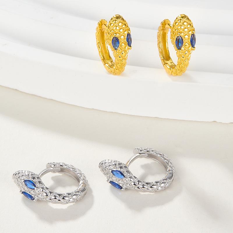 S925 Sterling Silver Zircon Snake Earrings - Cute, Stylish Animal Spirit Jewelry for Women