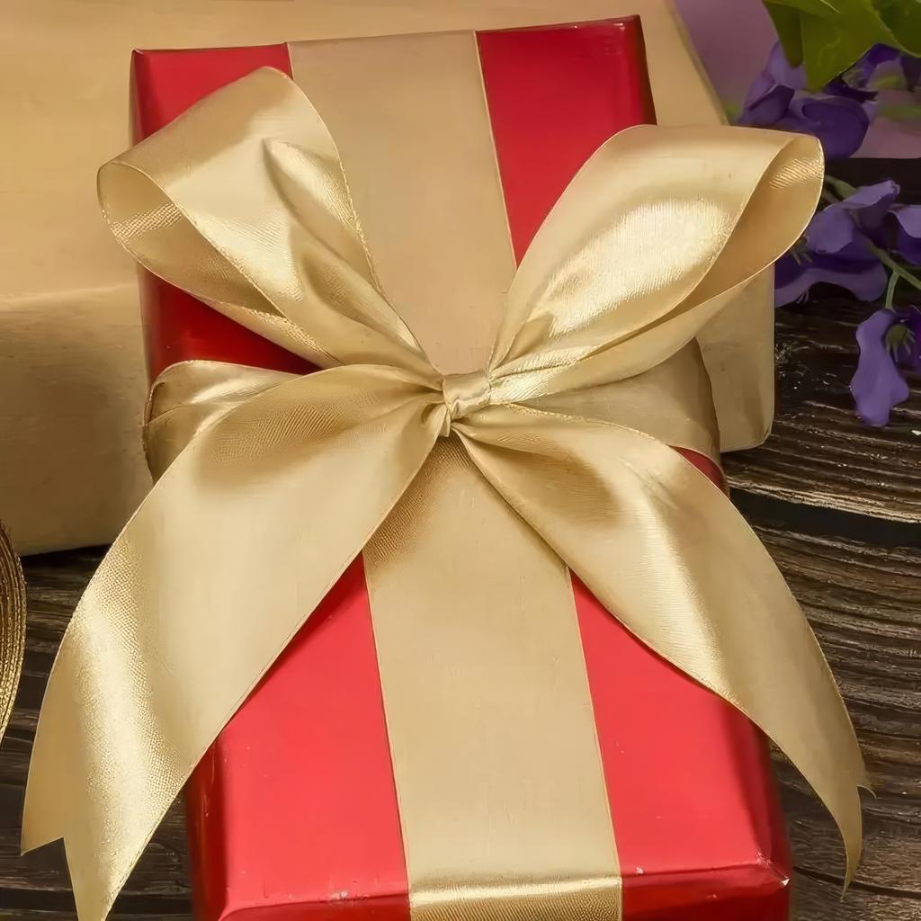 1 Pieces of Gold Ribbon, Luxurious Glossy Gift Packaging Ribbon, Suitable for Gift Packaging, Wedding, Birthday Decoration