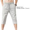 Solid Color Capri Pants Elastic Waist Men Drawstring 3/4 Length Cropped Trousers Sweatpants
