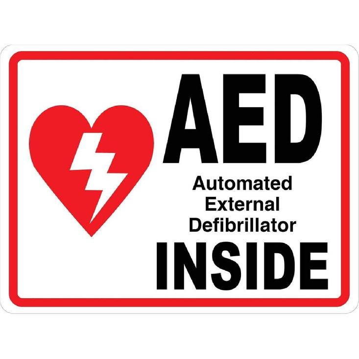 Warning Metal Sign Aed Wall Sign 8"x12"