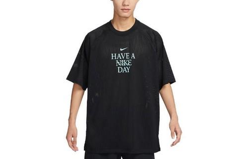 Nike Logo Print Loose-Fit Breathable Sports Short-Sleeve T-Shirt FQ0358-010 L чёрный