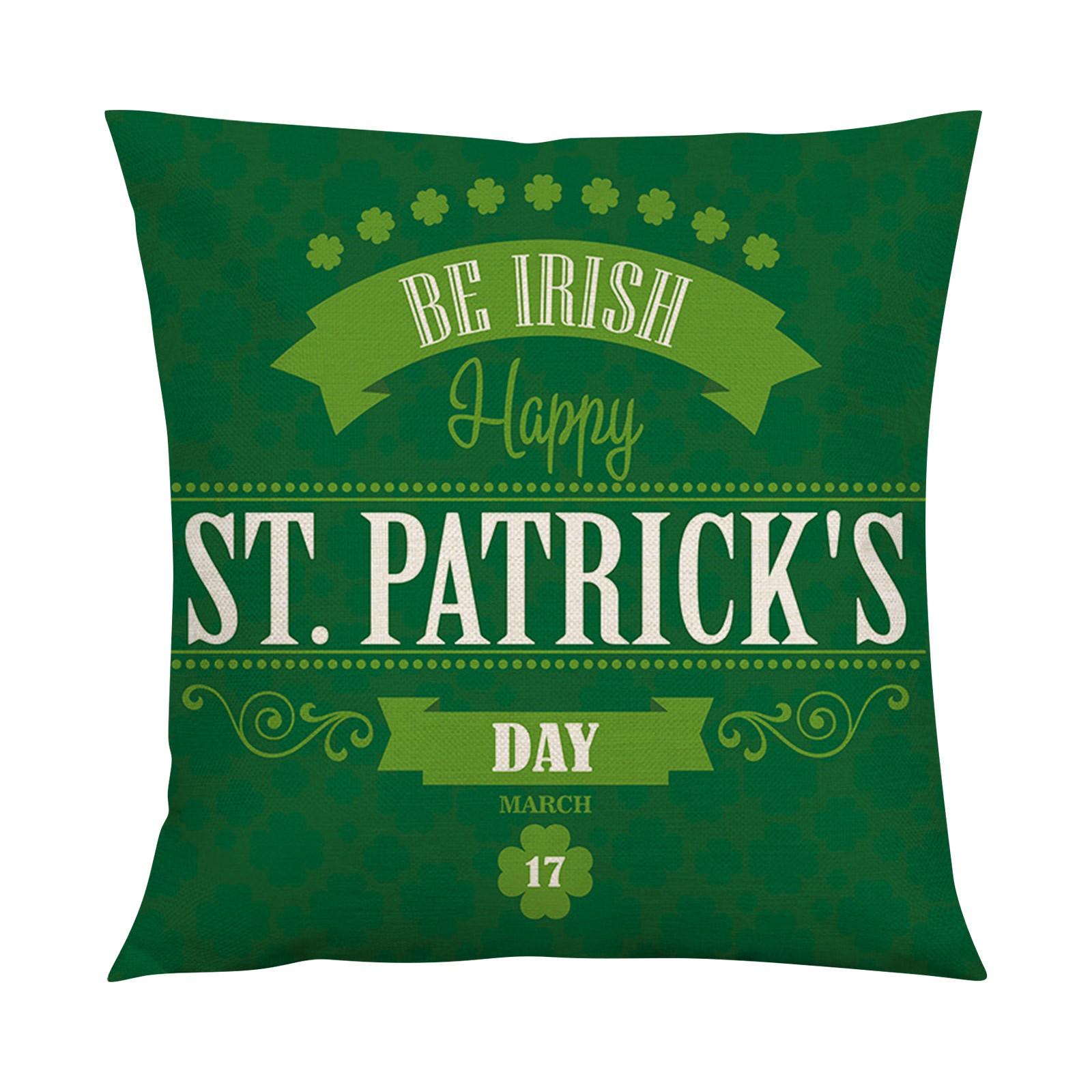 St. Patrick s Day Cotton Linen Square Sofa Home Decor Throw-Pillow Case One Size