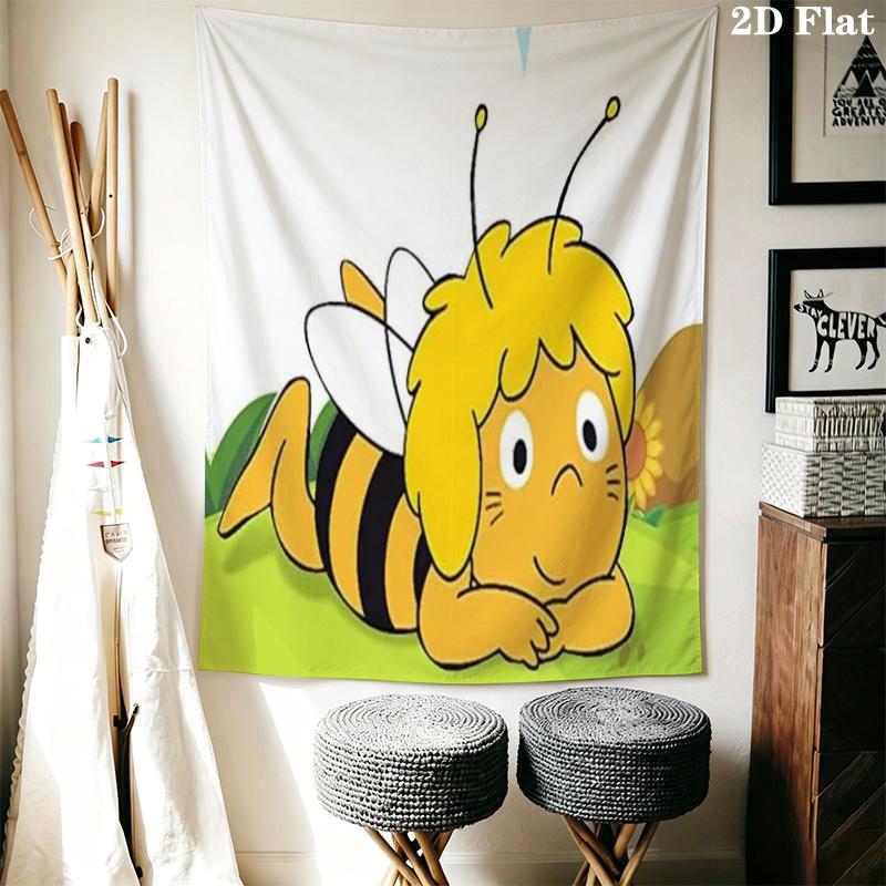 Bees and Maya Wall Tapestry Aesthetic Wall Hanging Printed Fabric Blanket Decorative Tapestries for Bedroom Living Room Home Decor