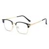 Ultra-light Half-Frame Metal Glasses: Anti-Blue Light, Retro Transparent Design for Men and Women