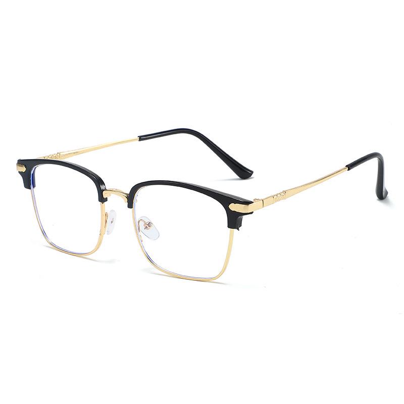 Ultra-light Half-Frame Metal Glasses: Anti-Blue Light, Retro Transparent Design for Men and Women
