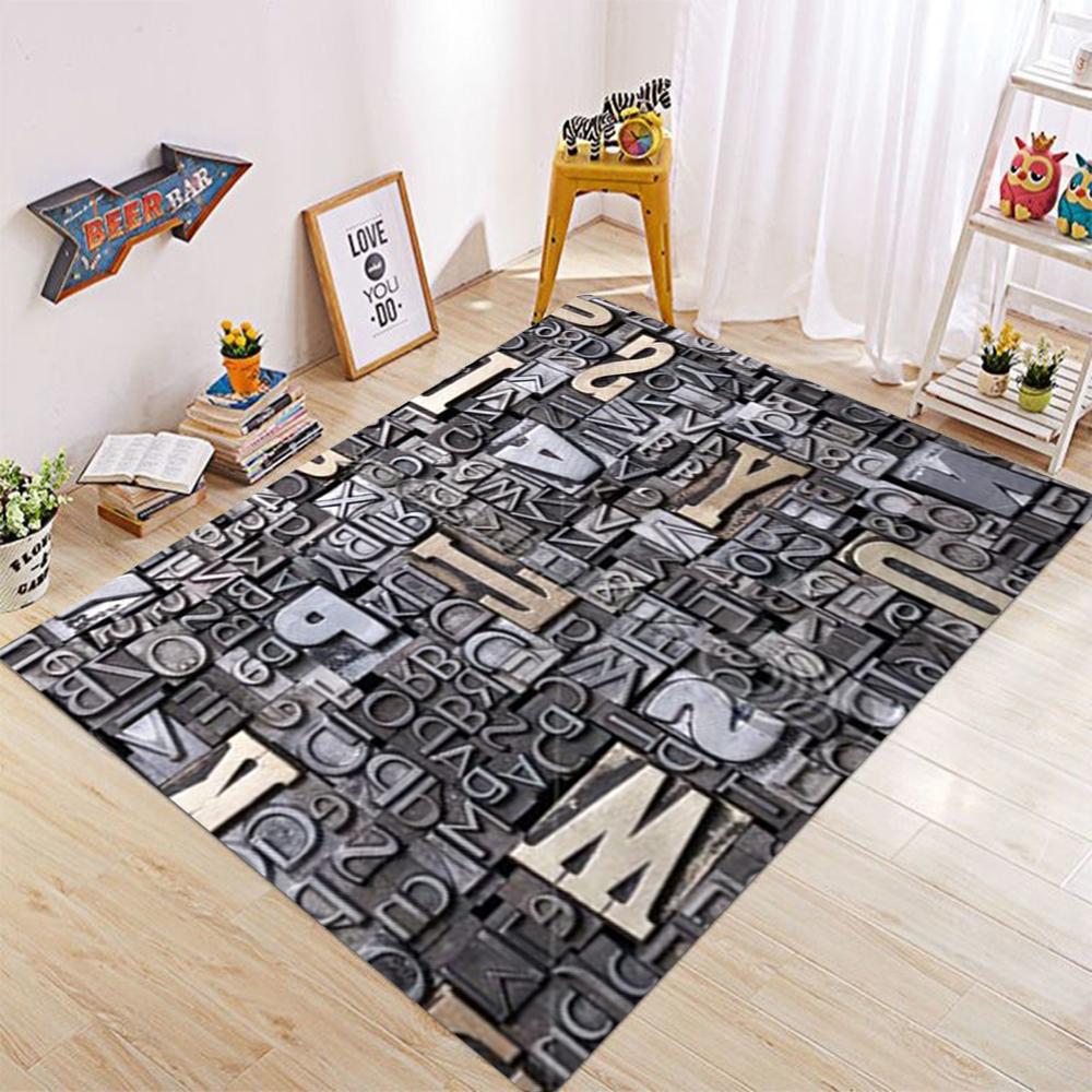 Simple Letter Digital Printing Bedroom Carpet Living Room Non Slip Floor Mat Sofa Coffee Table Carpet Home Decoration Door Mat
