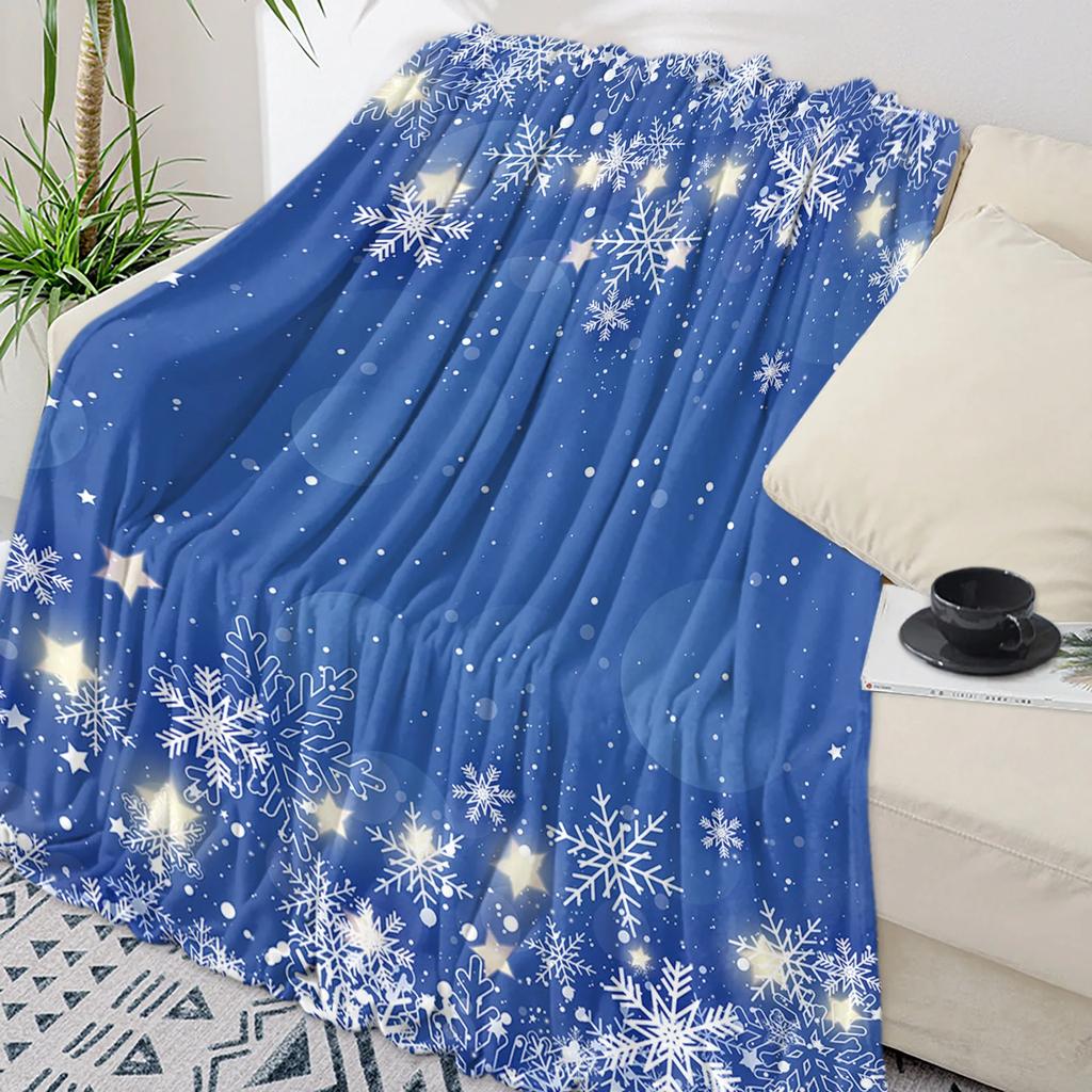 Christmas Golden Snowflake Texture Throw Blanket Christmas Blanket Soft Plush Warm Sofa Throw Blanket Holiday Gifts