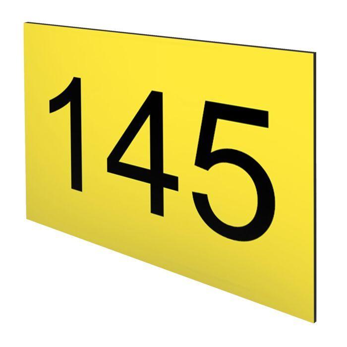 Numéro Boîte Aux Lettres Personnalisable - Plaque Plastique Résistante Jaune Chiffres Noirs - Format Rectangle Médium 70x50 Mm a