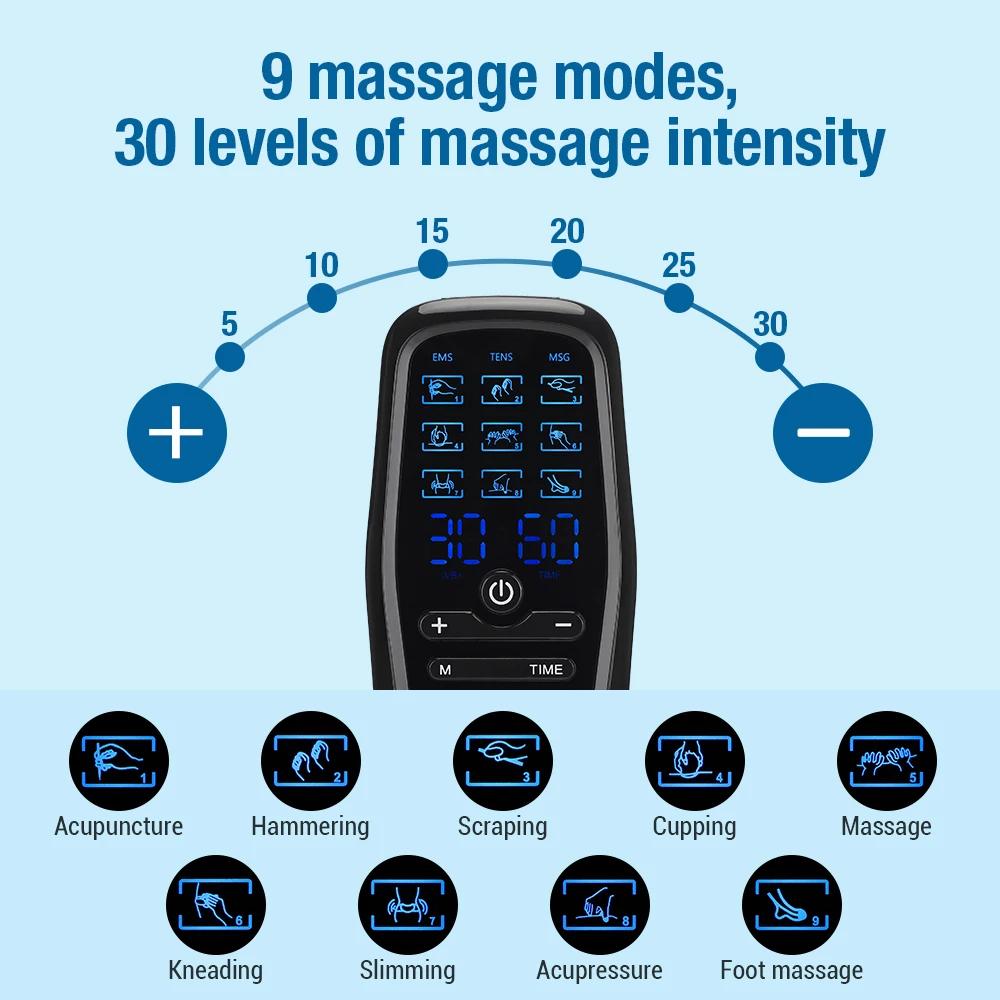 EMS Tens Muscle Stimulator Electric Full Body Massager 9 Modes 30 Levels Digital Pulse Physical Therapy Simulate Back Massage
