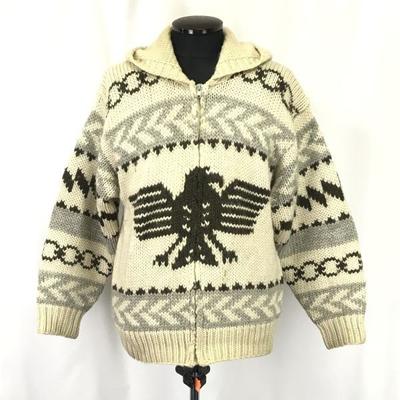 90s Nicholas New Wool Cowichan Zip Knit Parker Men L Beige(USED)