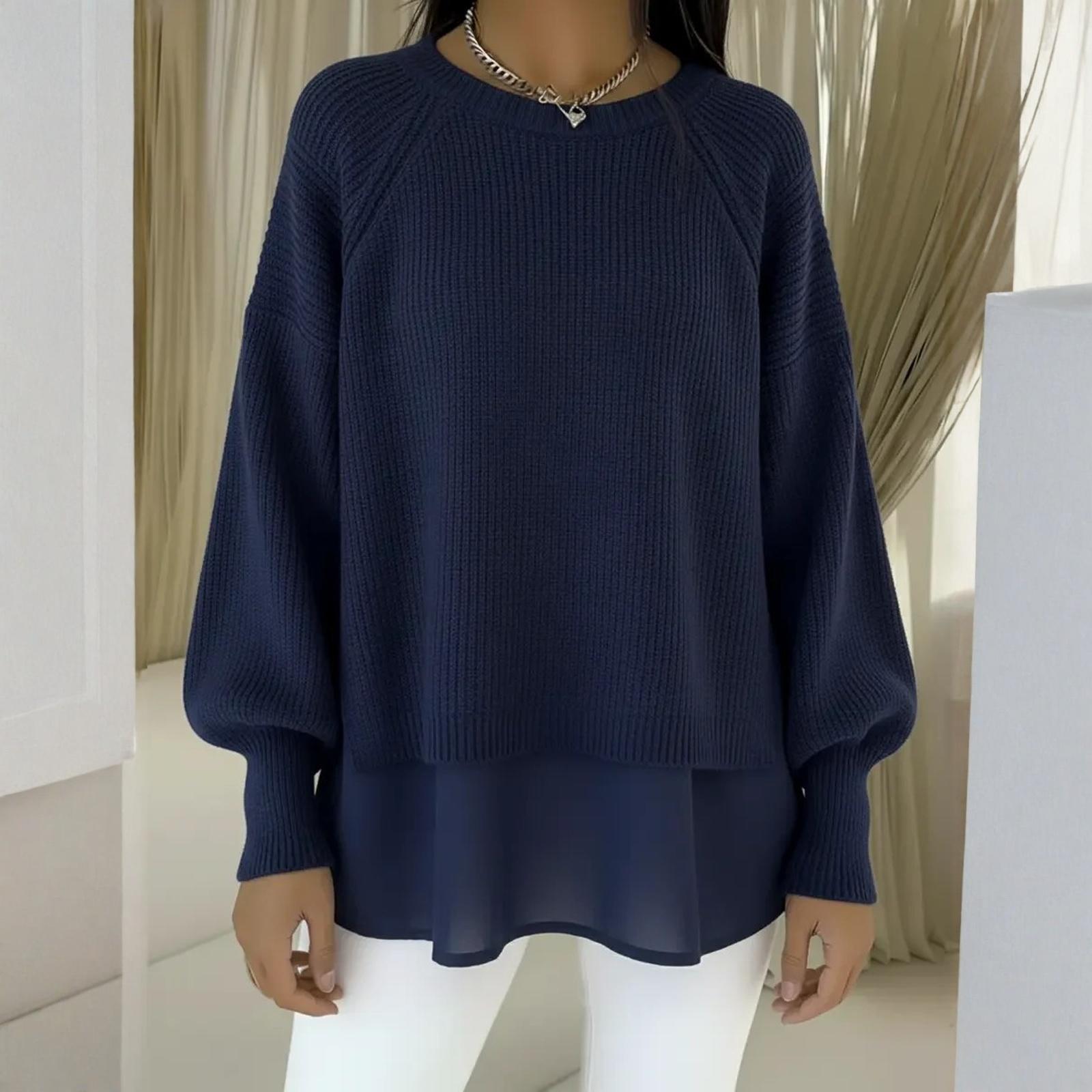 Women s Fashionable Casual Solid-color Top XXL тёмно-синий