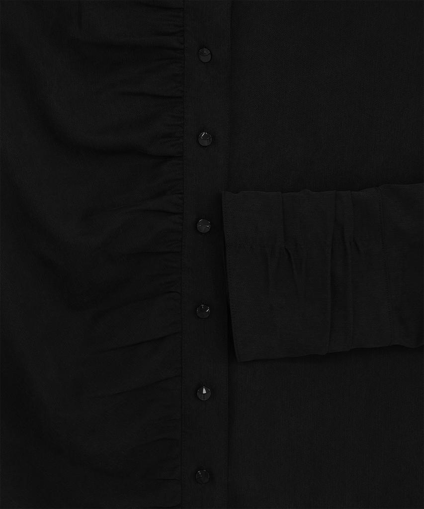 Teulimingbeodeu Scarf Shirring Long One-Piece [ Black ]