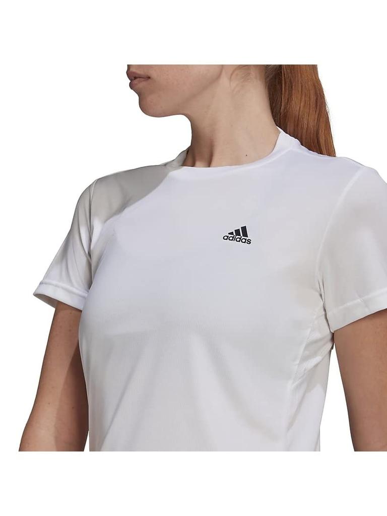 Adidas Aero Lady Designed to Move 3 Stripes Manches Courtes 28838 Taille Japonaise M T-Shirt Femme Blanc/Noir (GL3812)