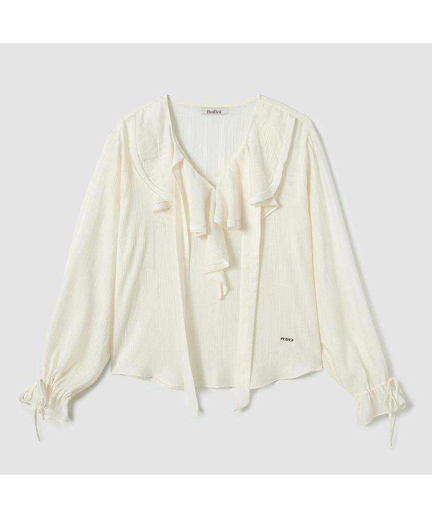 Blusa con arricciature e laccetti ROIROI - Avorio
