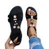 Ethnic-style Flat Sandals Women's Large-sized Round-toe Flip-flops Elastic Band Shoes Beach Flip-flops