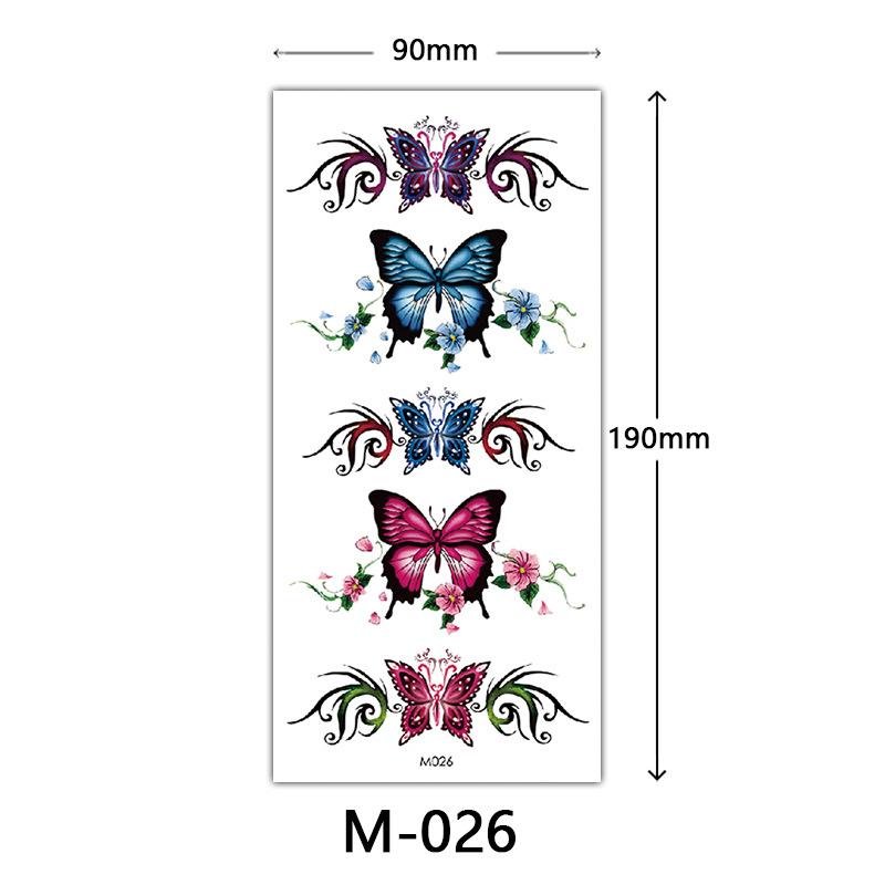 Waterproof Three-Dimensional Color Print Tattoo Sticker, Butterfly Flower Animal Tattoo