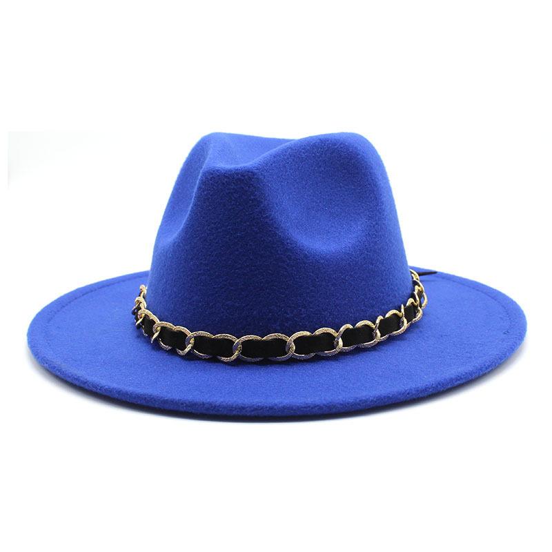 British Jazz Hat Men'S And Women'S Wool Hat Simple Felt Big Eave Hat Tide Flat Edge Hat