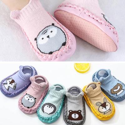 Chaussures de sol en coton doux et respirant pour bébé, chaussettes chaudes antidérapantes pour tout-petits, dessin animé créatif, automne