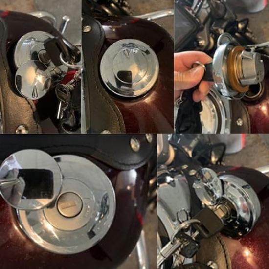 Motorcycle Locking Gas Cap for Kawasaki VULCAN 900 2006-2023 /VULCAN 1700 2009-2014 with 2 Keys,Replacement Fuel Tank Lid Cover