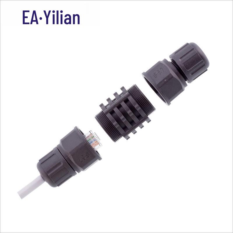 RJ45 Waterproof Panel Mount Gigabit Network Connector, US Standard, 8-Core
