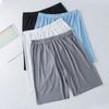 2Pcs/Set Men Sport Tracksuit Round Neck Short Sleeve T-shirt Elastic Waist Wide Leg Shorts Set Ice Silk Solid Color Sleepwear Homewear