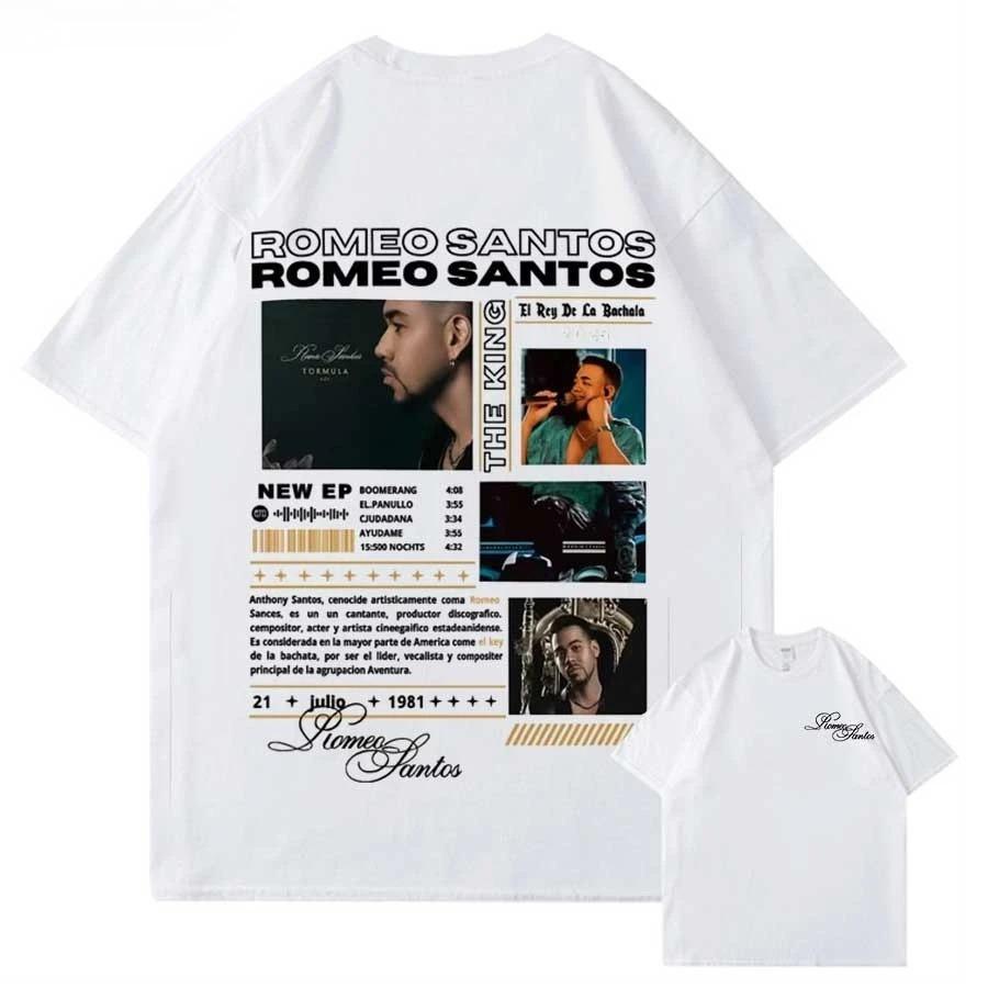 Summer Fashion Rapper Romeo Santos The King Tormula Tour 2026 T shirt for Unisex Women Hiphop Streetwear Oversized Tops TShirt S