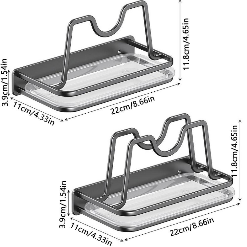 Wandmontierter Topfdeckelhalter mit Ablagefach Stanzfrei Topfdeckel Abtropfgestell Aufbewahrungsregal