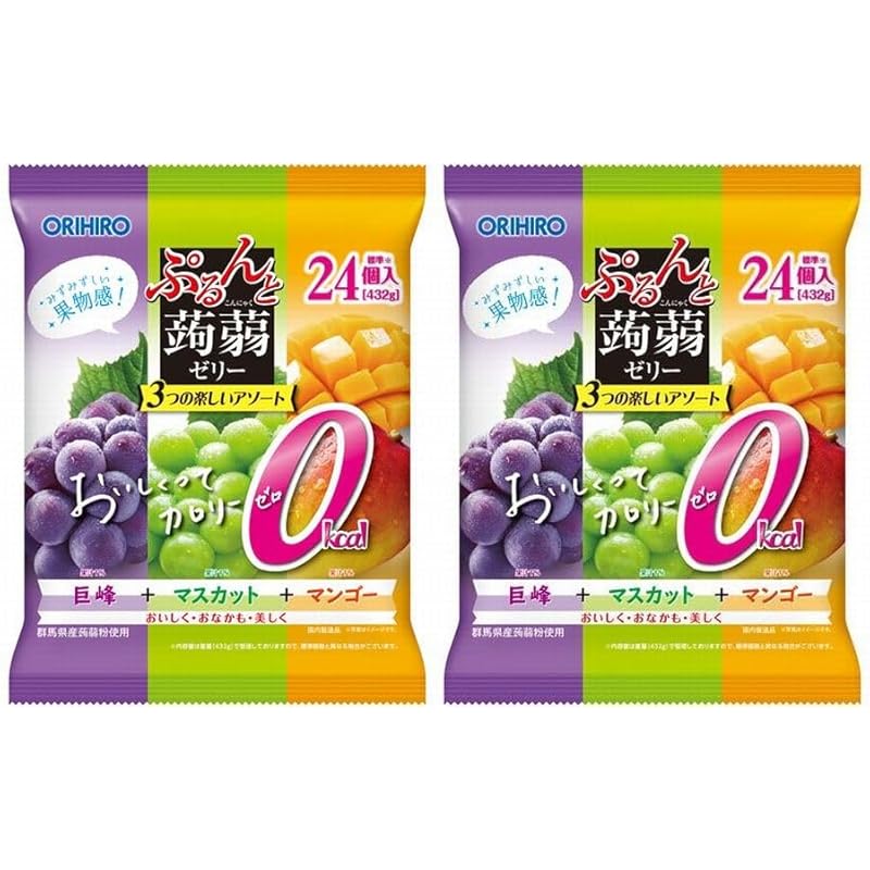 

[2 bags set] Orihiro Purunto Konnyaku jelly pouch Zero calories Kyoho + Muscat + Mango konnyaku jelly 24 pieces 432g x 2 bags (total 864g)