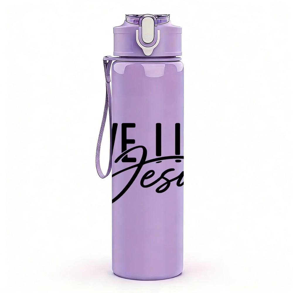 1PC Love Like Jesus Script Print 750ml Color Plastic Sports Water Bottle Leakproof Flip Straw Lid Suitable for Sports Office Home Use