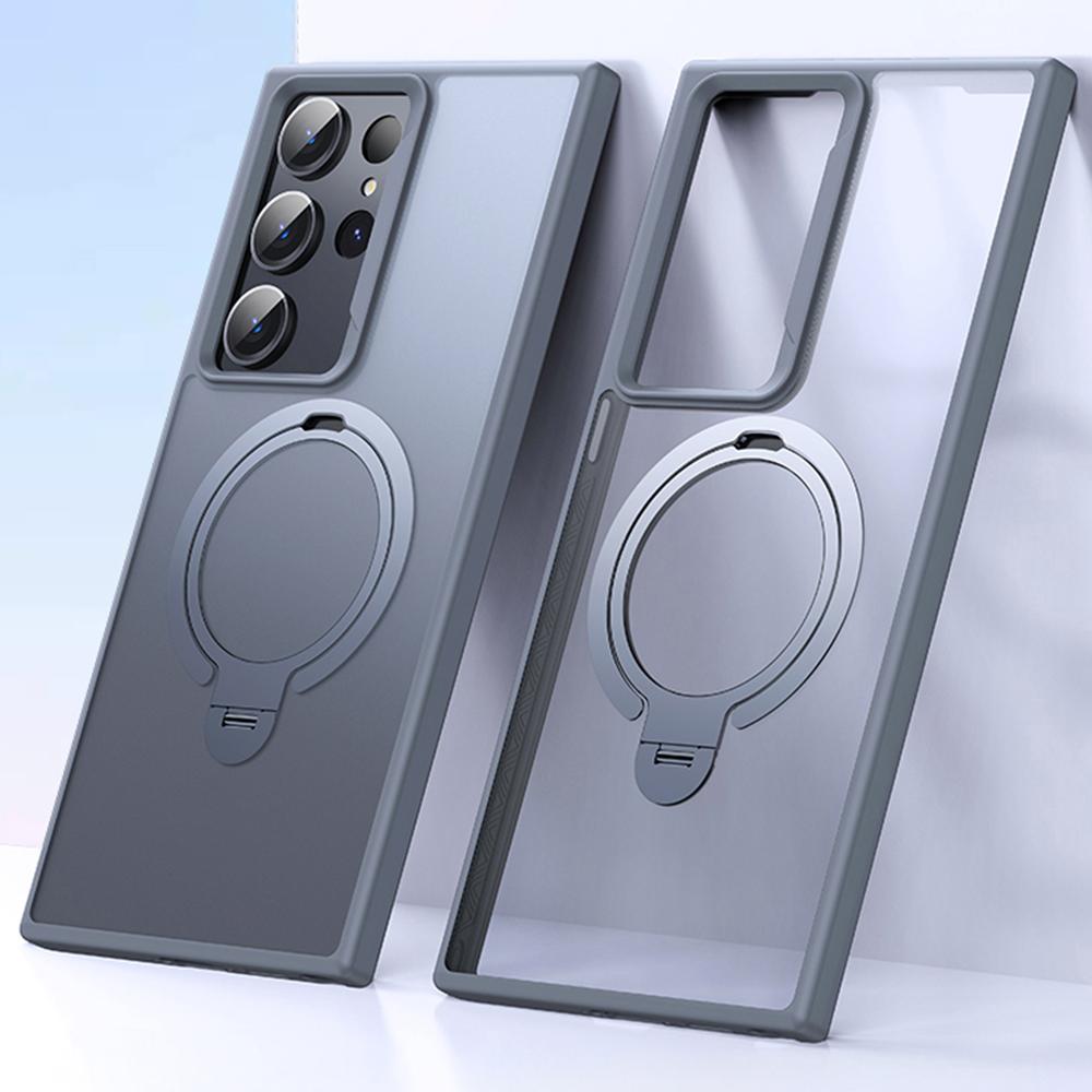 For Samsung Galaxy S23 Ultra Phone Case Kickstand Matte Back Cover Magnetic Case B