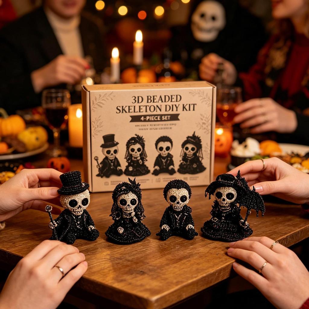 3D Perlen Halloween Totenkopf Set 3D Handgemachte Totenkopf Dekoration Mit Anleitung Skelett Bastelset Für Geburtstagsfeier Aktivität