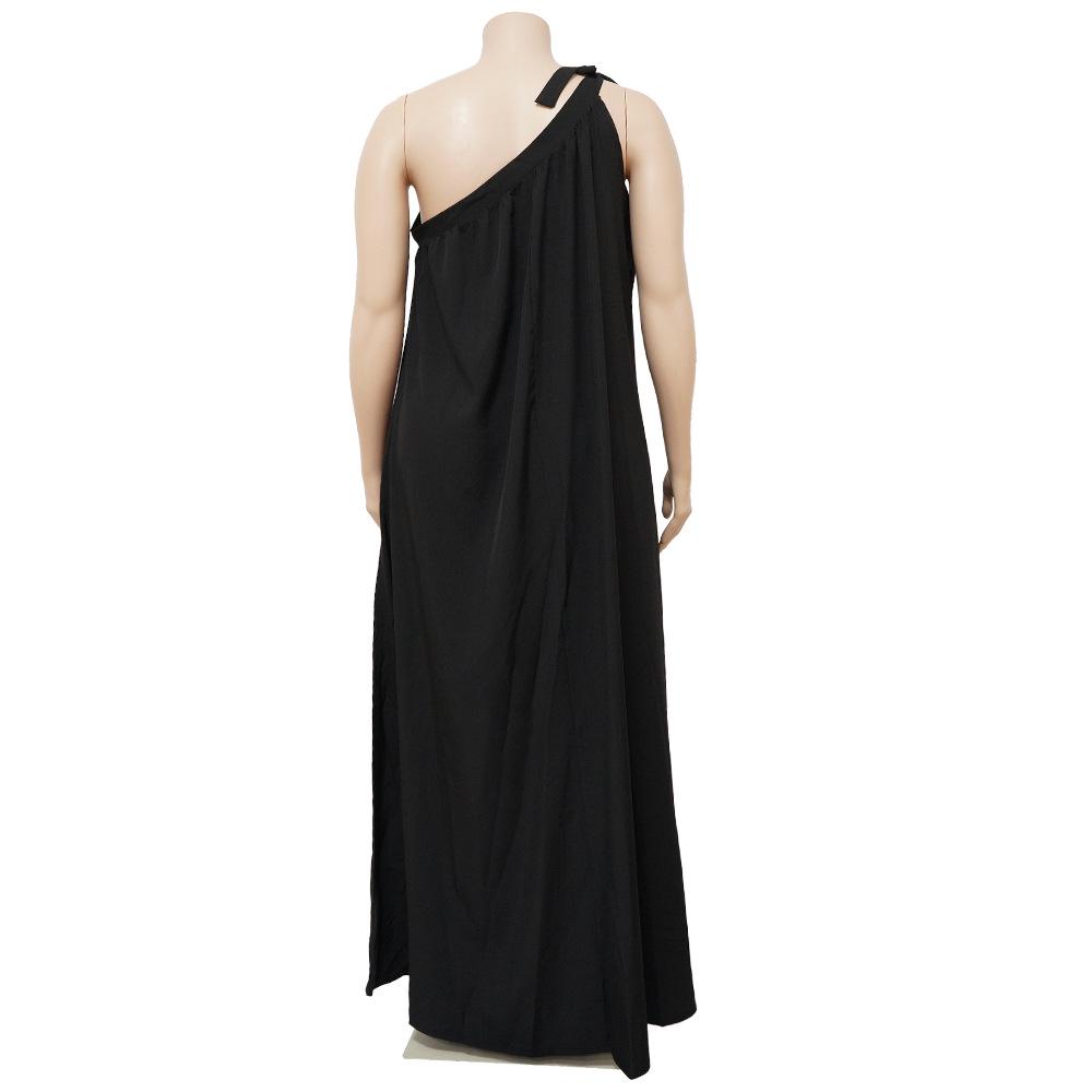 2022 Plus Size Sleeveless One-Shoulder Backless Halter Dress