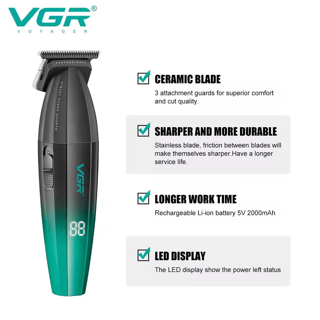 Recortadora de Pelo Original VGR 906 Cortapelos Profesional para Barba 9000 RPM Corte de Pelo Barbera Recortadora de Metal para Hombres Máquina Cortapelos Segura y Amigable con la Piel